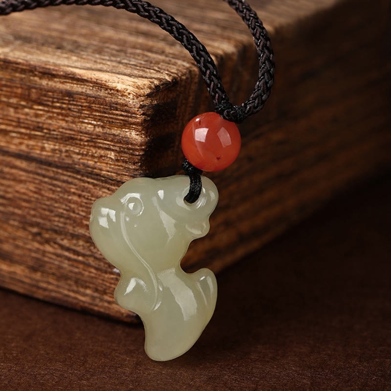 Wear FengShui Chinese Zodiac Year Of The Horse Jade South Red Agate Prosperity Necklace Pendants