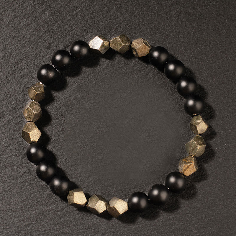 Wear FengShui Pyrite Frosted Stone Confidence Balance Bracelet