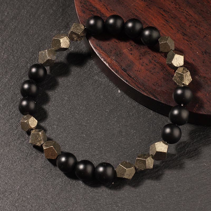 Wear FengShui Pyrite Frosted Stone Confidence Balance Bracelet