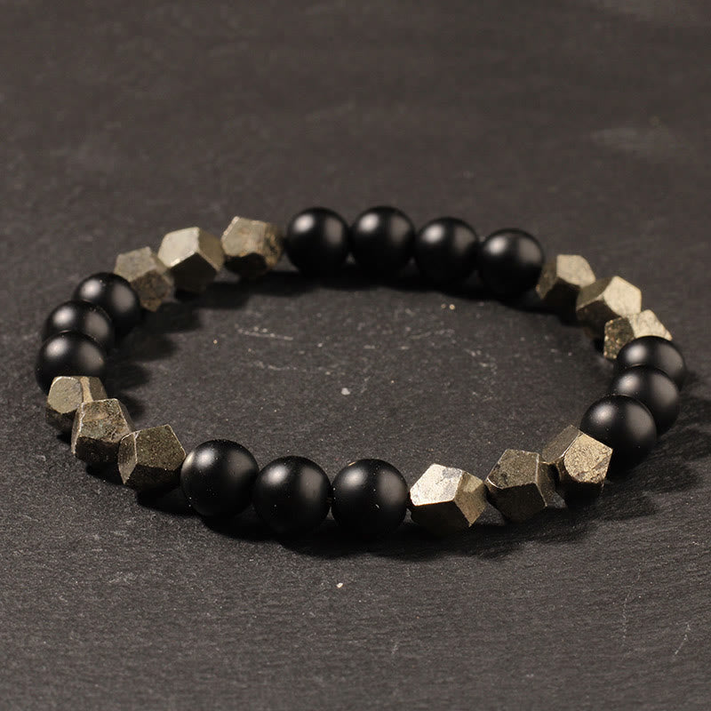 Wear FengShui Pyrite Frosted Stone Confidence Balance Bracelet