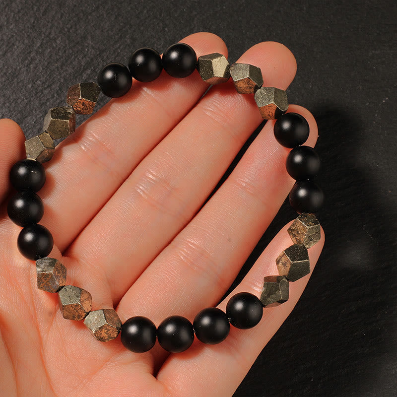 Wear FengShui Pyrite Frosted Stone Confidence Balance Bracelet
