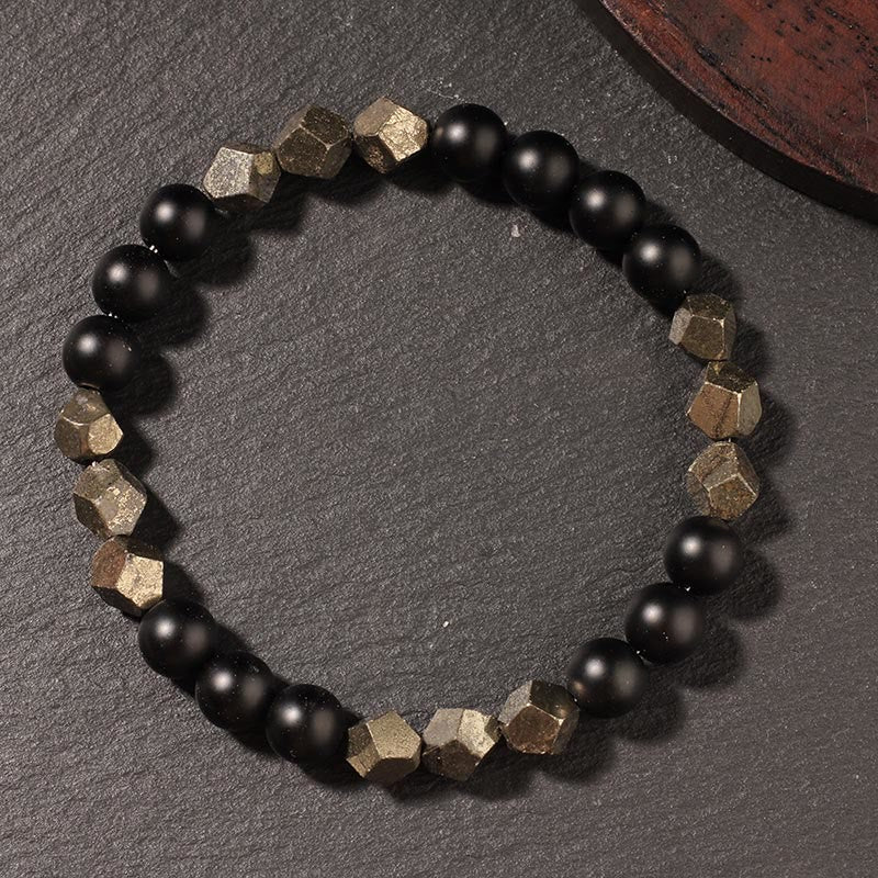 Wear FengShui Pyrite Frosted Stone Confidence Balance Bracelet