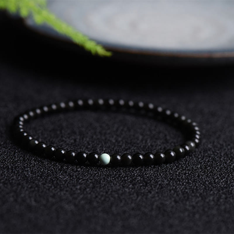 Wear FengShui Black Obsidian Turquoise Strength Fulfilment Bracelet