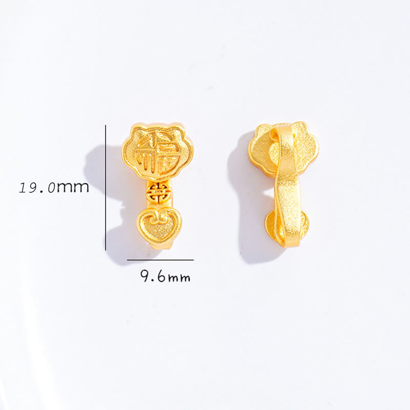 Wear FengShui Ruyi Handle Fu Character Copper Plated Gold Rope Adjustable Luck Bracelet