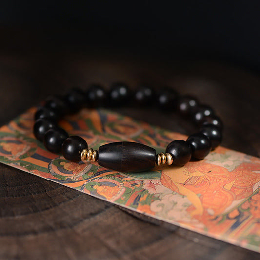 Wear FengShui Ebony Beads With Sutra Scroll Blessing Protection Bracelet