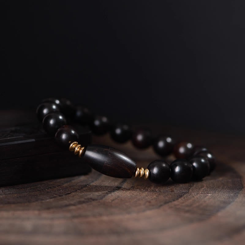 Wear FengShui Ebony Beads With Sutra Scroll Blessing Protection Bracelet