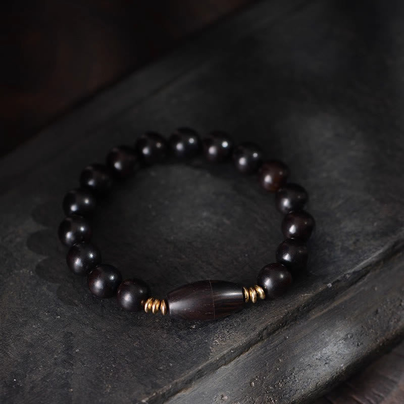 Wear FengShui Ebony Beads With Sutra Scroll Blessing Protection Bracelet