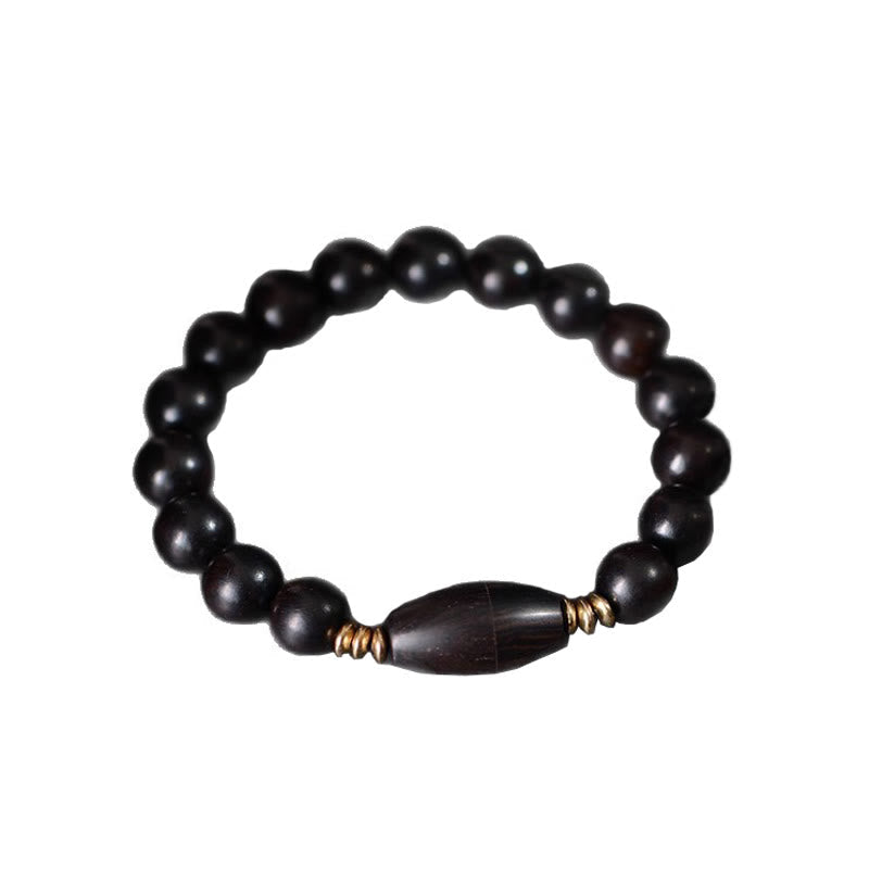 Wear FengShui Ebony Beads With Sutra Scroll Blessing Protection Bracelet