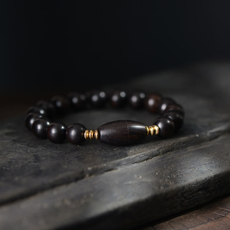 Wear FengShui Ebony Beads With Sutra Scroll Blessing Protection Bracelet
