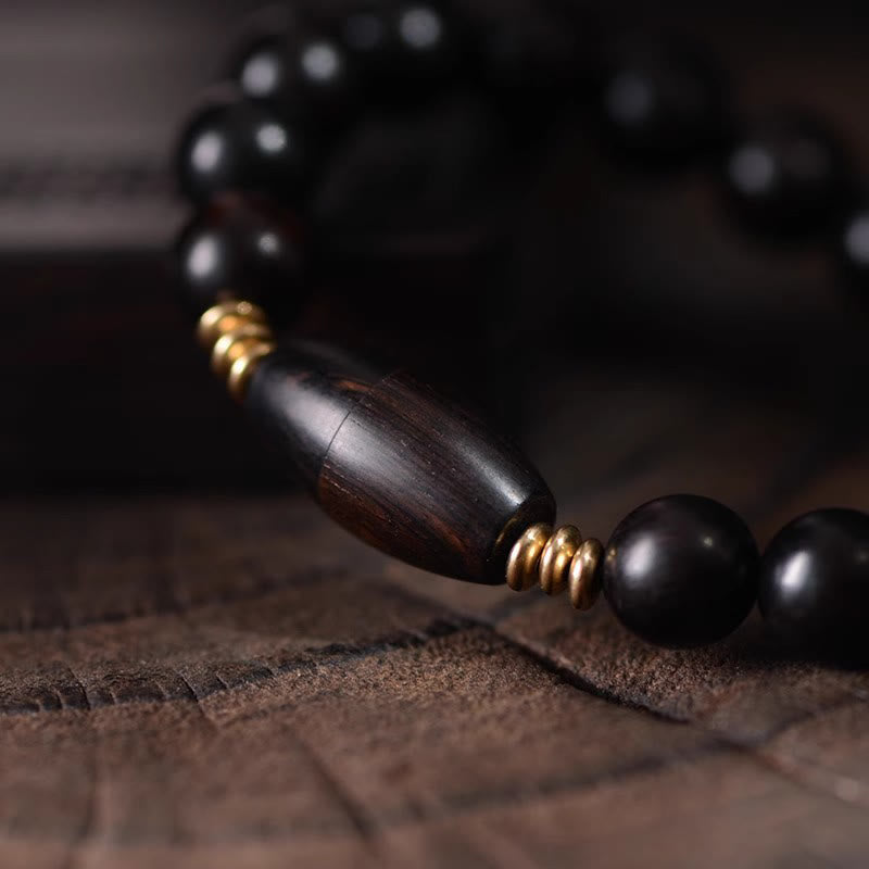 Wear FengShui Ebony Beads With Sutra Scroll Blessing Protection Bracelet
