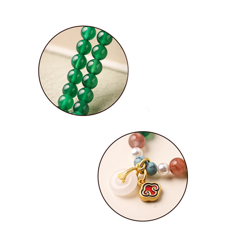 Wear FengShui Peace Buckle Green Agate Power Support Tibet Mala