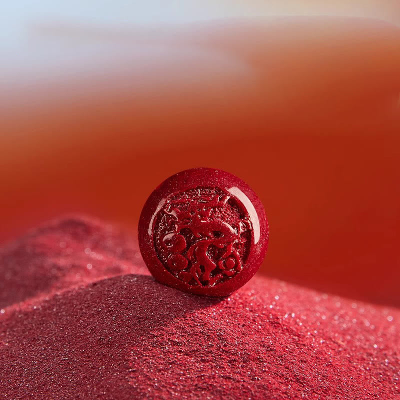 Wear FengShui Chinese Zodiac Year Of The Horse Carved Cinnabar Peaceful Blessing Bracelet