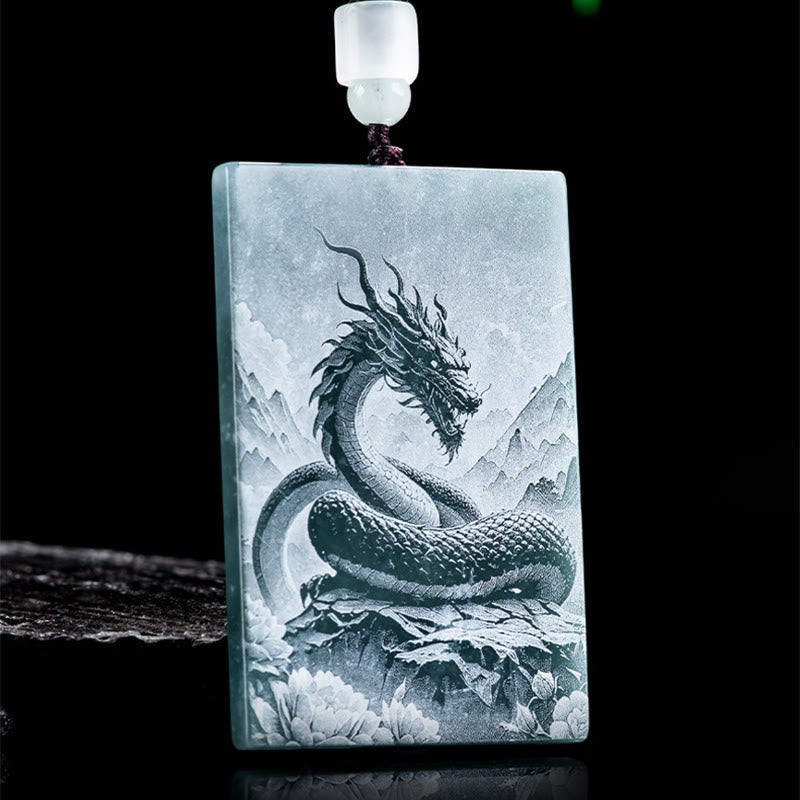 Wear FengShui Year Of The Horse Chinese Zodiac Engraving Jade Abundance Necklace Pendants