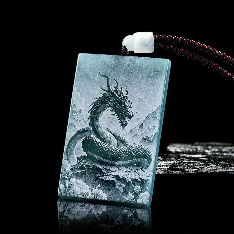 Wear FengShui Year Of The Horse Chinese Zodiac Engraving Jade Abundance Necklace Pendants