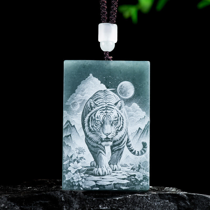 Wear FengShui Year Of The Horse Chinese Zodiac Engraving Jade Abundance Necklace Pendants
