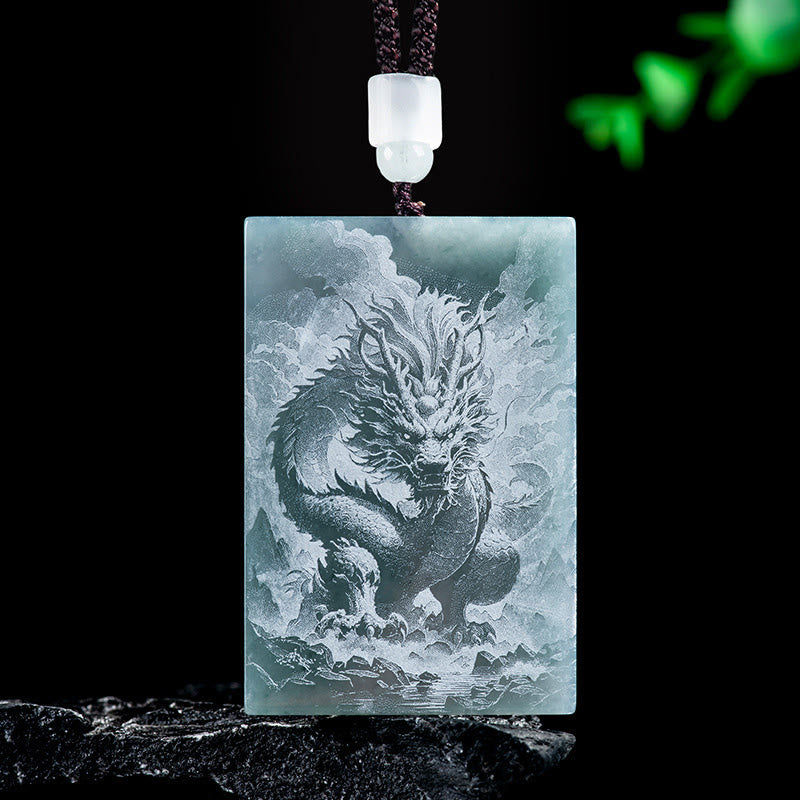 Wear FengShui Year Of The Horse Chinese Zodiac Engraving Jade Abundance Necklace Pendants