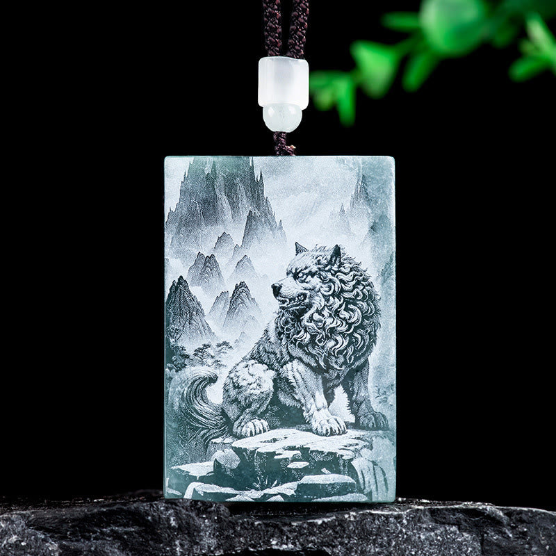 Wear FengShui Year Of The Horse Chinese Zodiac Engraving Jade Abundance Necklace Pendants