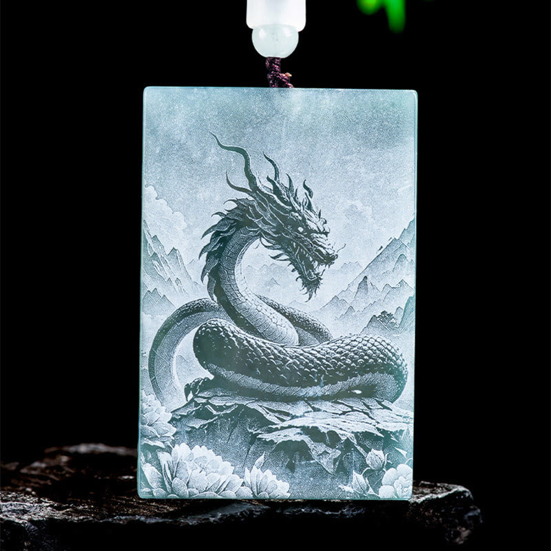 Wear FengShui Year Of The Horse Chinese Zodiac Engraving Jade Abundance Necklace Pendants