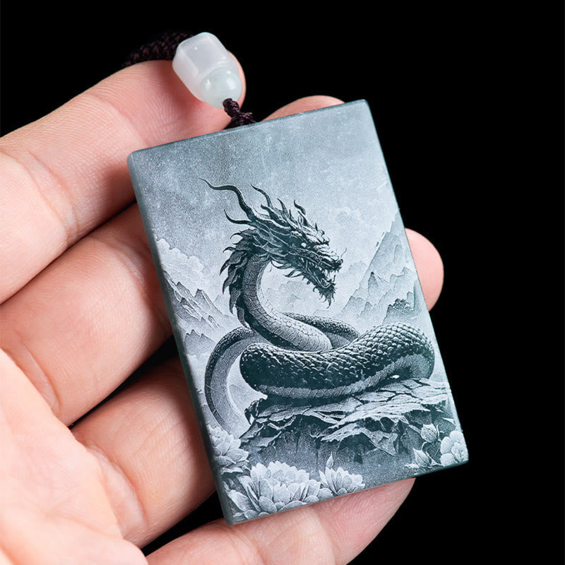 Wear FengShui Year Of The Horse Chinese Zodiac Engraving Jade Abundance Necklace Pendants