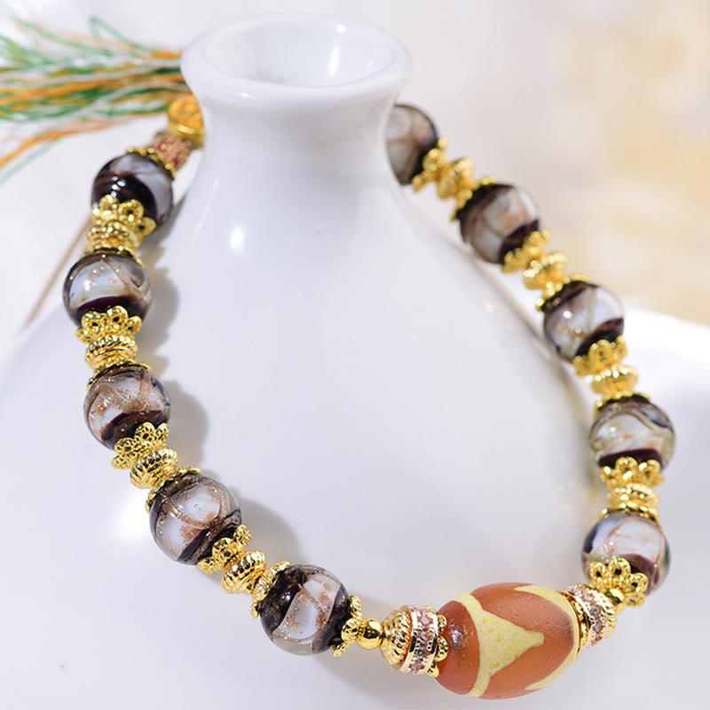 Wear FengShui Liuli Glass Dzi Beads Blessings Bracelet