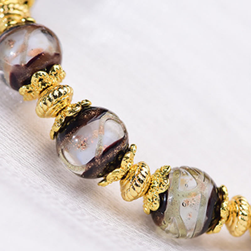 Wear FengShui Liuli Glass Dzi Beads Blessings Bracelet