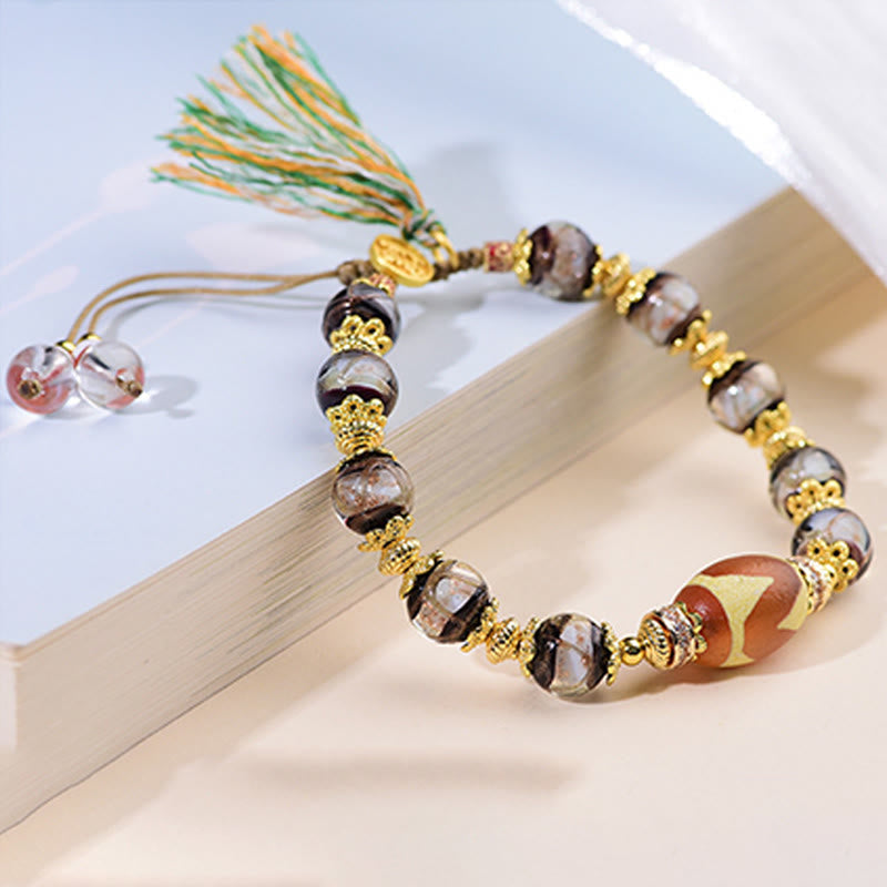 Wear FengShui Liuli Glass Dzi Beads Blessings Bracelet