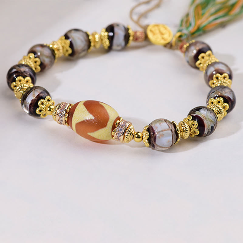 Wear FengShui Liuli Glass Dzi Beads Blessings Bracelet