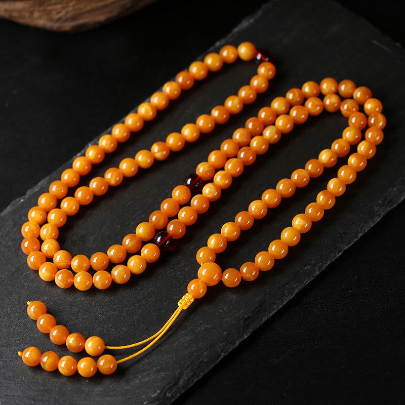 Wear FengShui Tibetan Amber Round Bead Mala