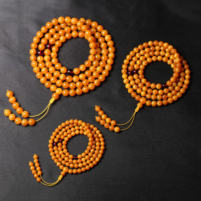 Wear FengShui Tibetan Amber Round Bead Mala