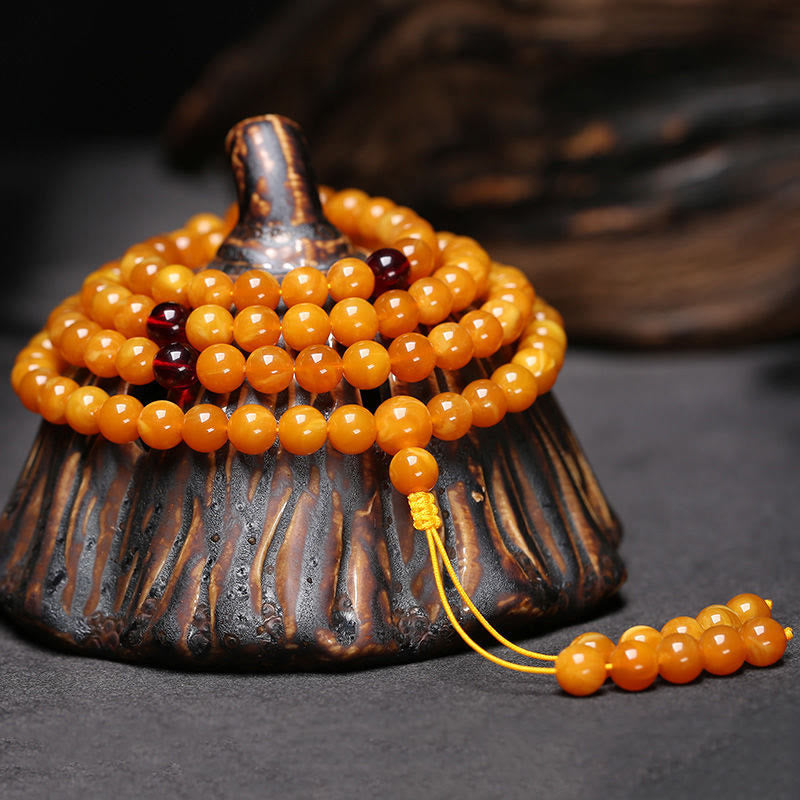 Wear FengShui Tibetan Amber Round Bead Mala