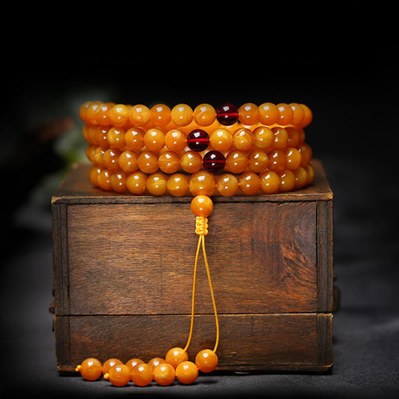 Wear FengShui Tibetan Amber Round Bead Mala