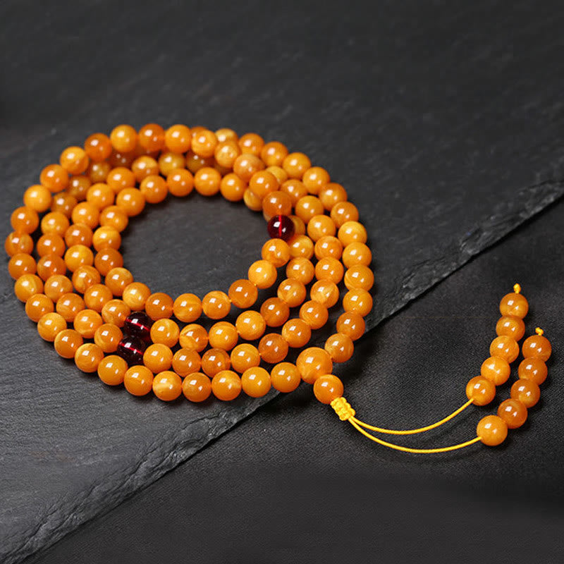 Wear FengShui Tibetan Amber Round Bead Mala