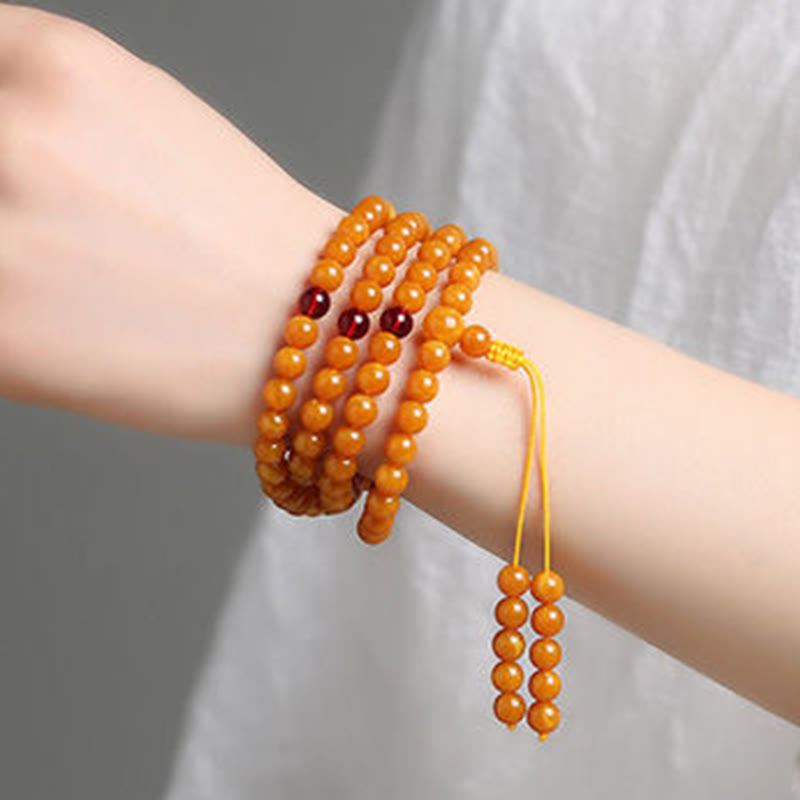Wear FengShui Tibetan Amber Round Bead Mala