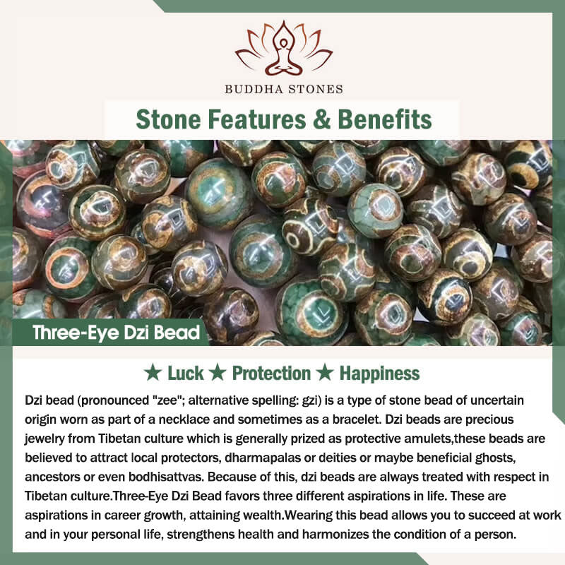 Wear FengShui Tibetan 108 Beads Bodhi Seed Three-eyed Dzi Bead Auspiciousness Mala
