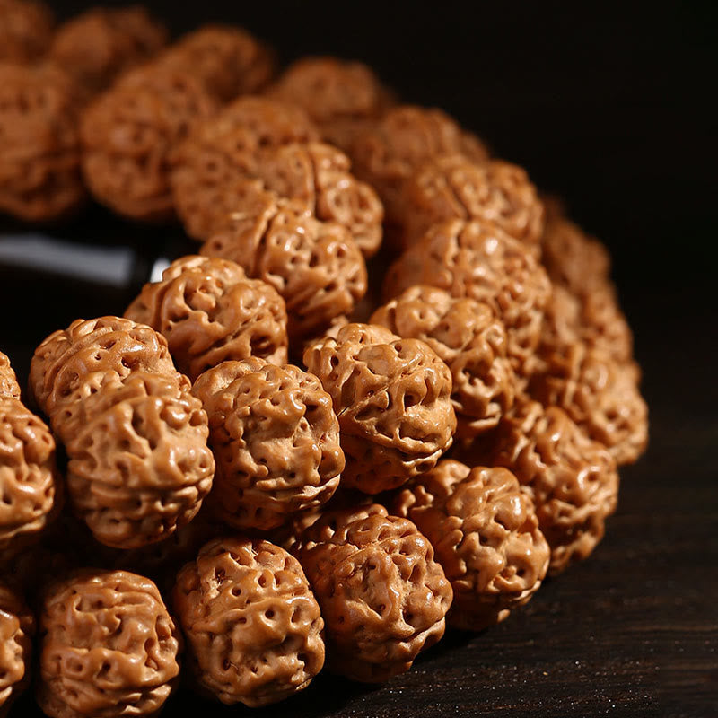 Wear FengShui Tibetan 108 Beads Bodhi Seed Three-eyed Dzi Bead Auspiciousness Mala