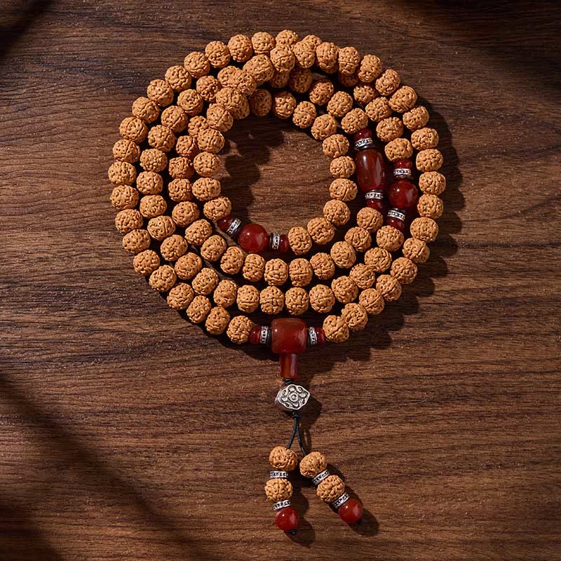 Wear FengShui Tibetan 108 Beads Bodhi Seed Three-eyed Dzi Bead Auspiciousness Mala