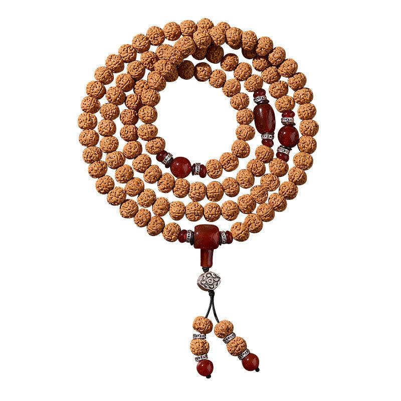 Wear FengShui Tibetan 108 Beads Bodhi Seed Three-eyed Dzi Bead Auspiciousness Mala