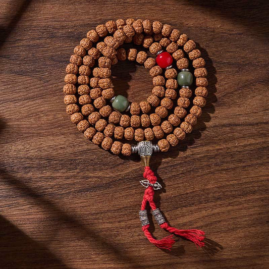 Wear FengShui Tibetan 108 Beads Bodhi Seed Three-eyed Dzi Bead Auspiciousness Mala