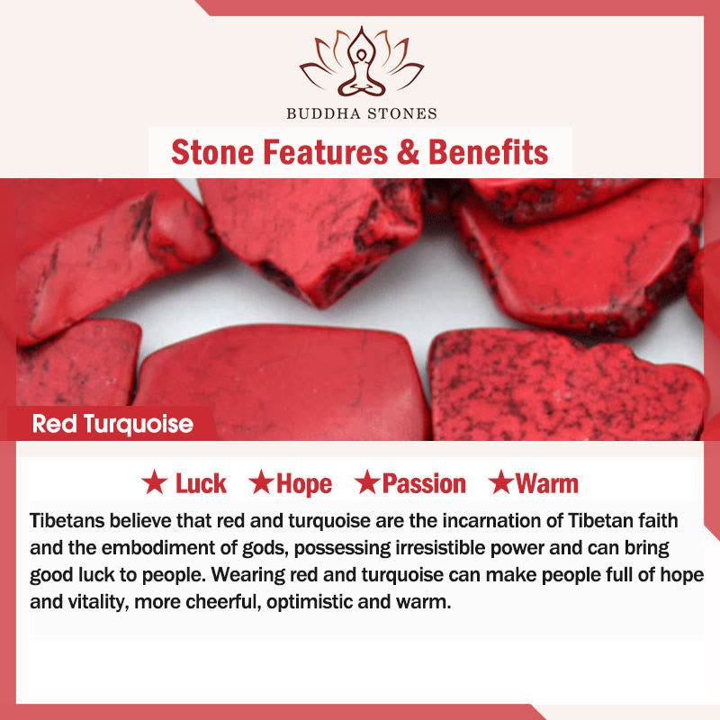 Wear FengShui Retro Lotus Symbol Charm Round Bead Red Turquoise Warm Mala