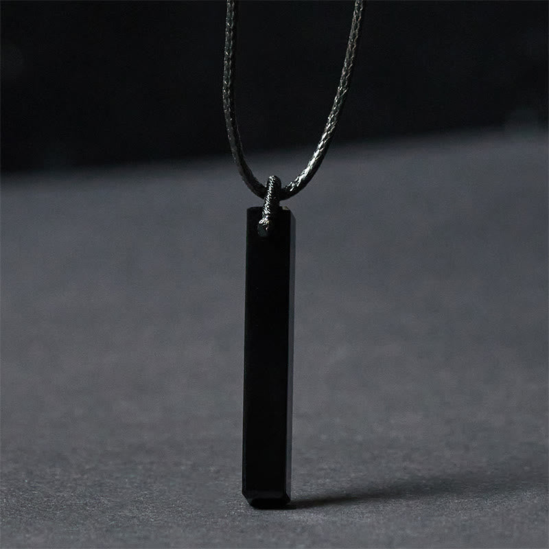 Wear FengShui Black Obsidian Blue Sandstone Transformation Necklace Pendant