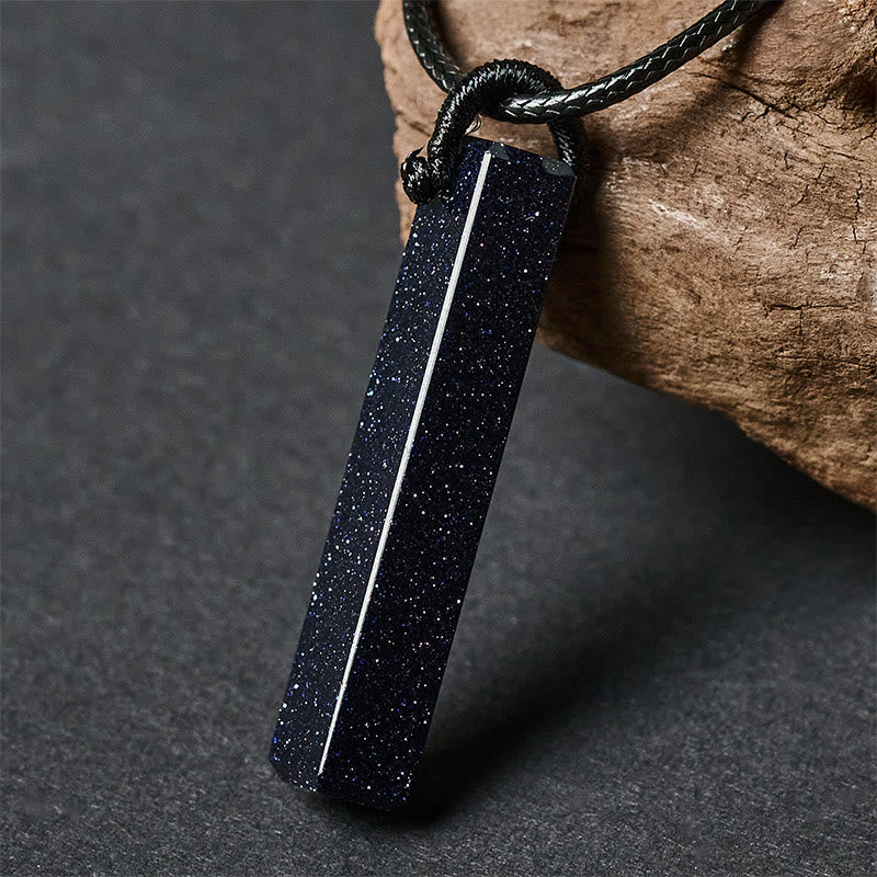 Wear FengShui Black Obsidian Blue Sandstone Transformation Necklace Pendant