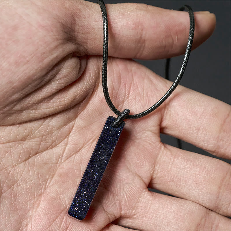 Wear FengShui Black Obsidian Blue Sandstone Transformation Necklace Pendant