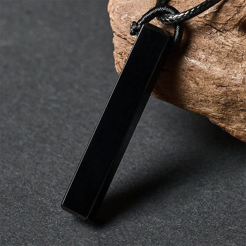 Wear FengShui Black Obsidian Blue Sandstone Transformation Necklace Pendant