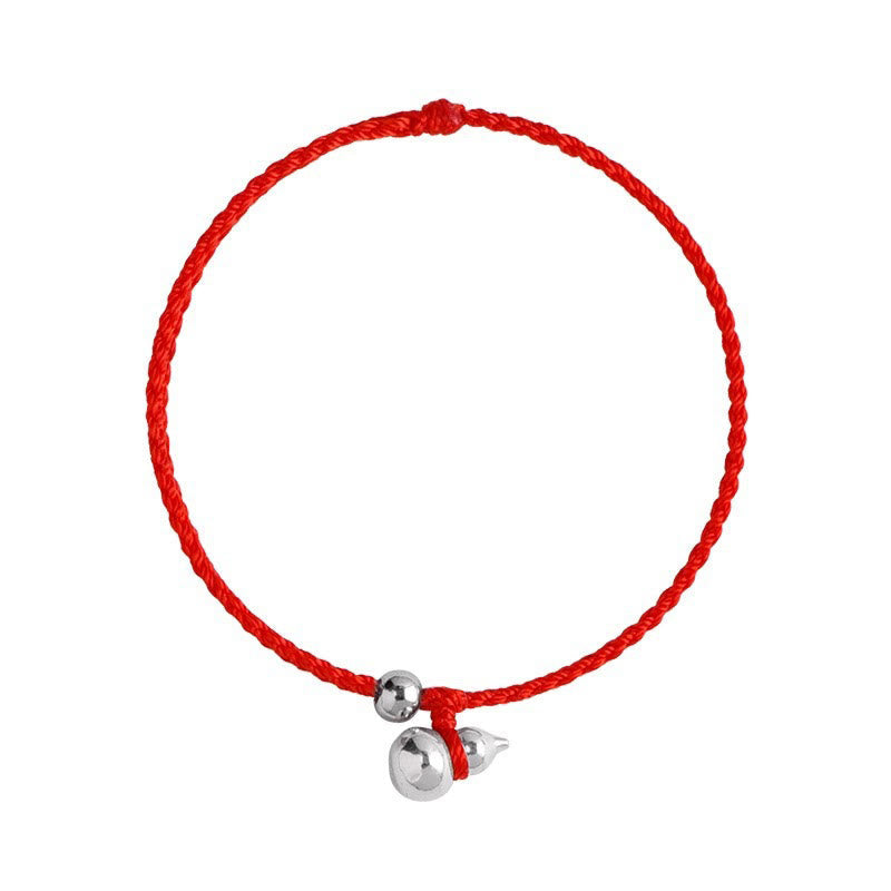 Wear FengShui 925 Sterling Silver Gourd Lucky Fortune Charm String Connection Bracelet