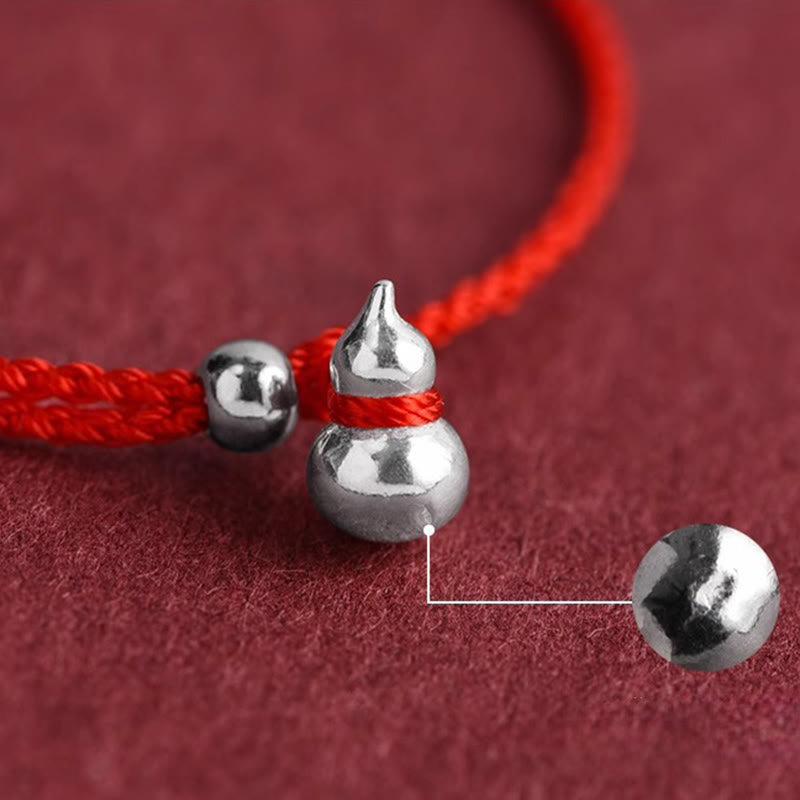 Wear FengShui 925 Sterling Silver Gourd Lucky Fortune Charm String Connection Bracelet