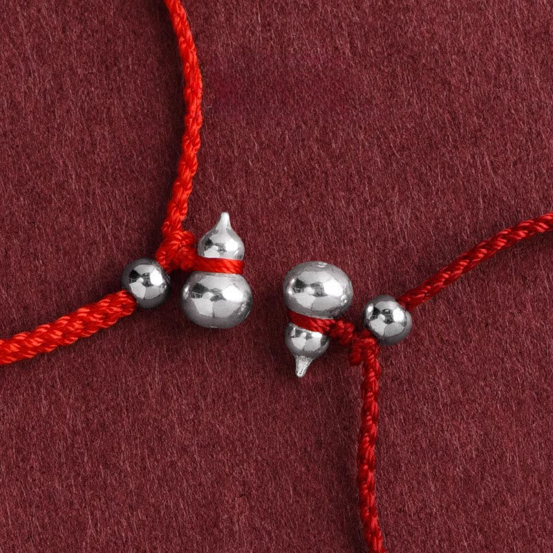 Wear FengShui 925 Sterling Silver Gourd Lucky Fortune Charm String Connection Bracelet