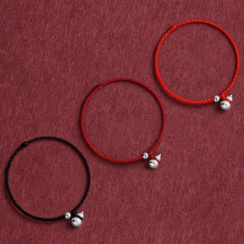 Wear FengShui 925 Sterling Silver Gourd Lucky Fortune Charm String Connection Bracelet
