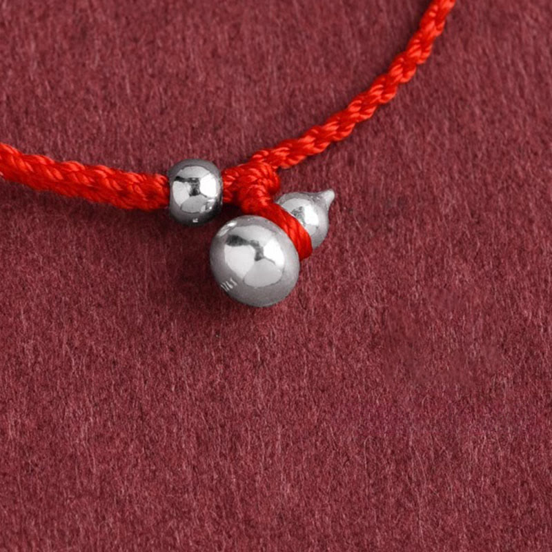 Wear FengShui 925 Sterling Silver Gourd Lucky Fortune Charm String Connection Bracelet