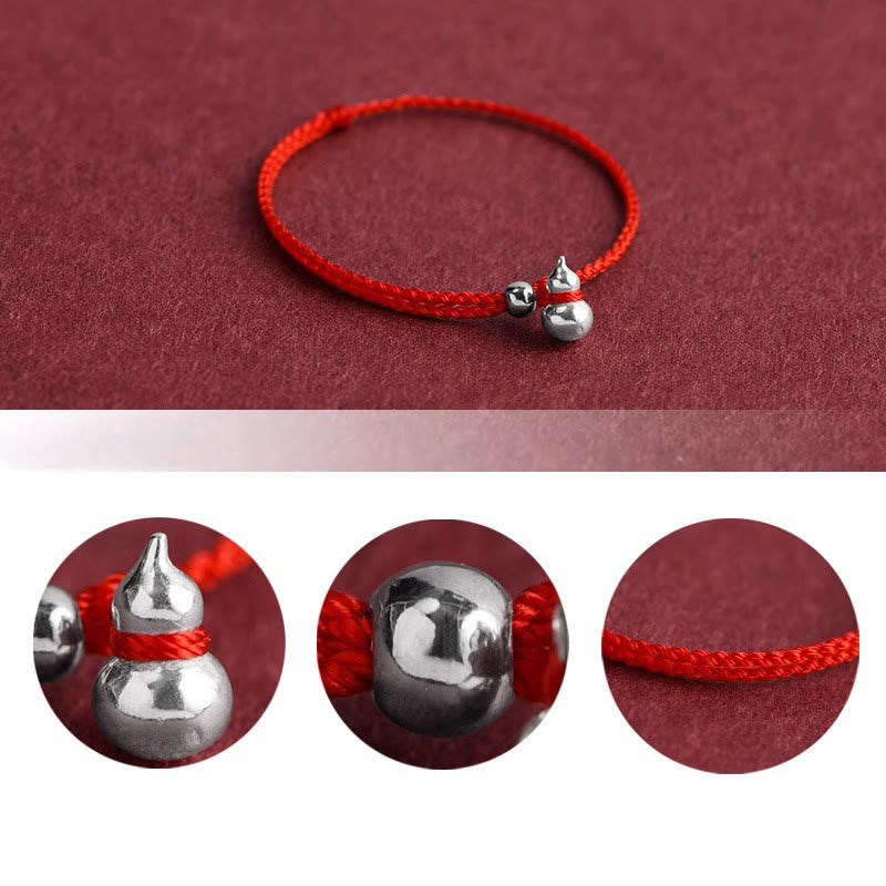 Wear FengShui 925 Sterling Silver Gourd Lucky Fortune Charm String Connection Bracelet