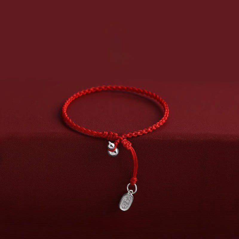 Wear FengShui 925 Sterling Silver Gourd Lucky Fortune Charm String Connection Bracelet